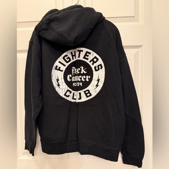 Tops - Fight Cancer! Black Hoodie with Graphic Print